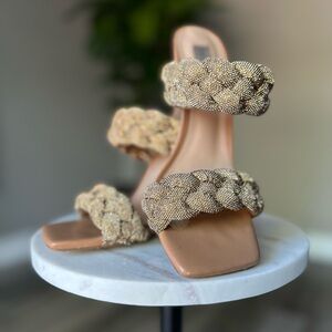 Kenley-R Brown/Warm Metallic Rhinestone Braided High Heels Steve Madden Size 8M